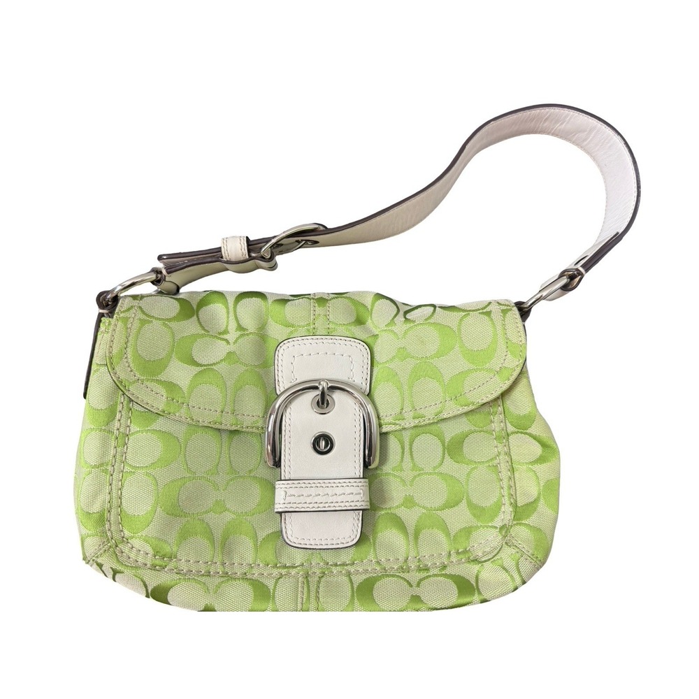 Coach F15668 Rare Lime Green Signature Soho Buckle Flap Y2K Shoulder Bag